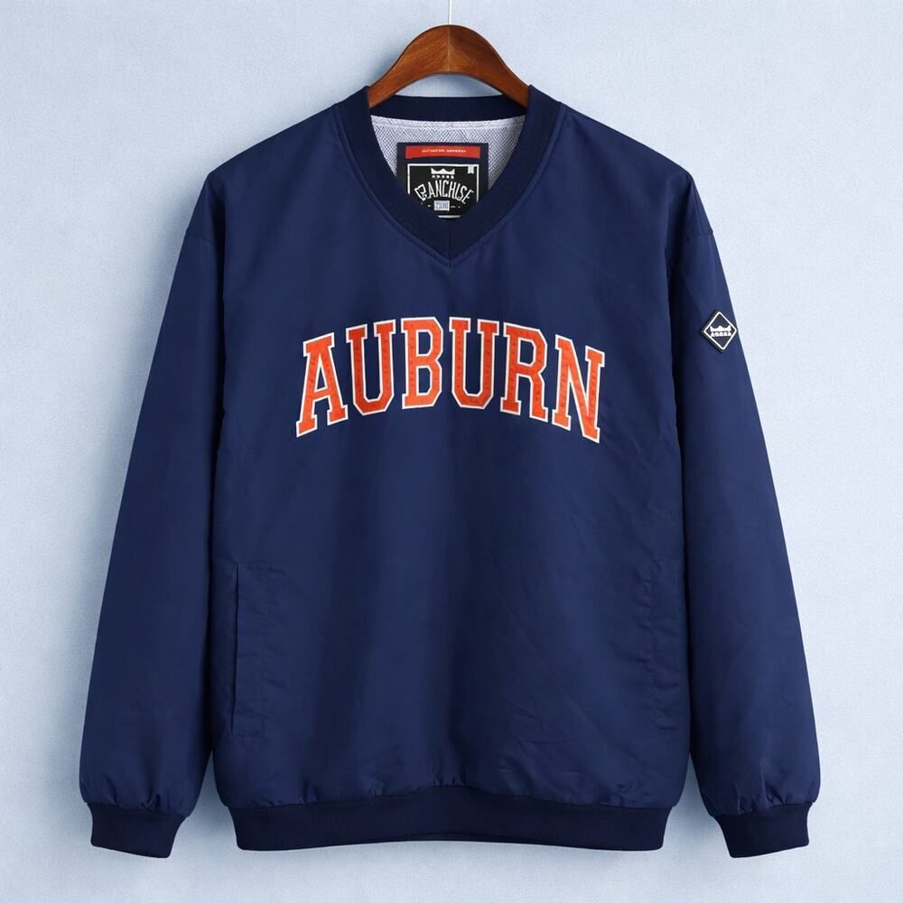 Vintage Auburn University War Eagle Aubie Franchise Club Navy Pullover Jacket XL